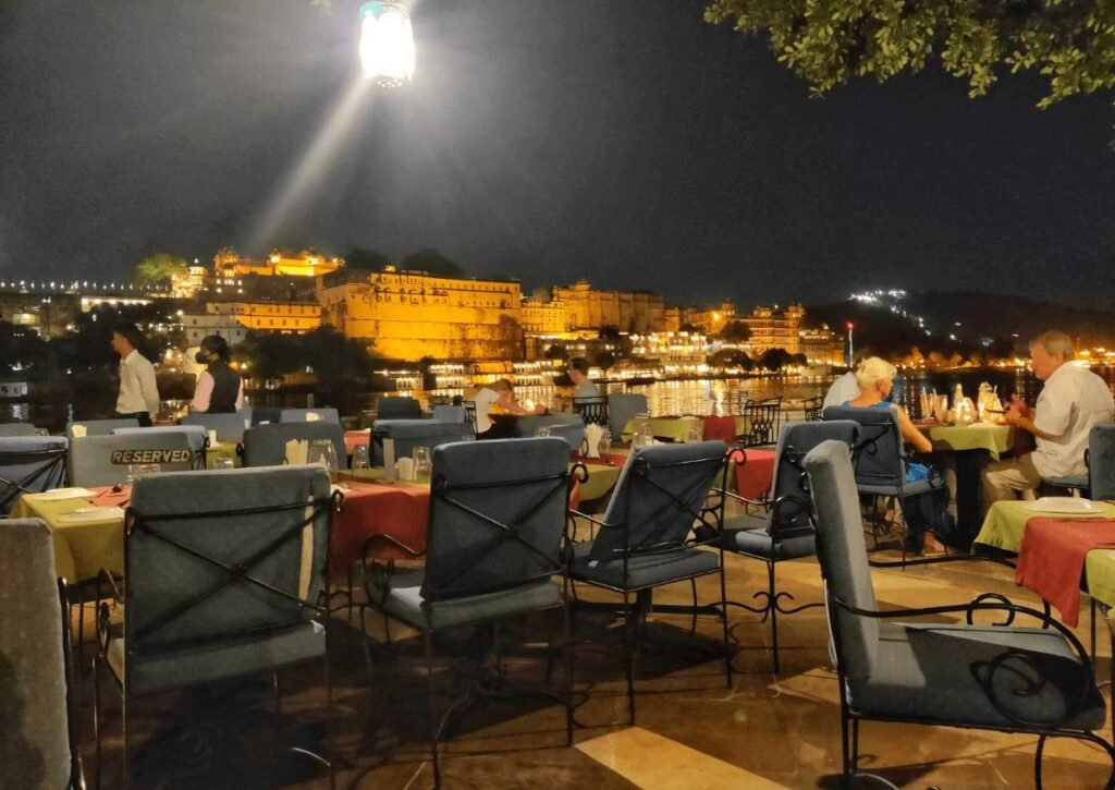 Dinner with City Palace view in Udaipur