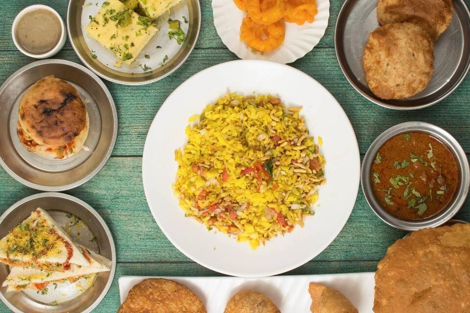 Traditional breakfast in Udaipur with poha and kachori