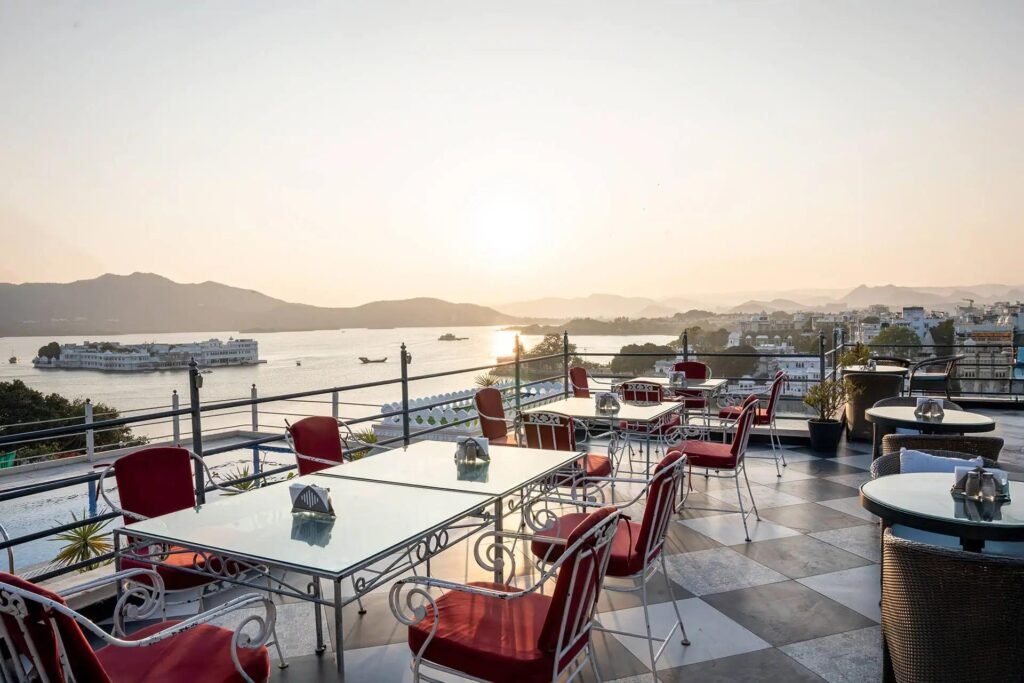 Lake Pichola view from Upre by 1559 AD rooftop restaurant